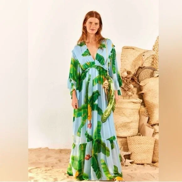 Farm Rio Fresh Banana Tropical Maxi Dress 🍌 🌴 - Picture 1 of 8